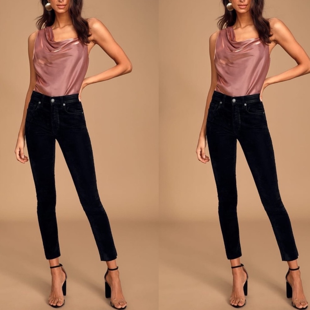Black We the Free High Waisted Velvet Skinny Pants